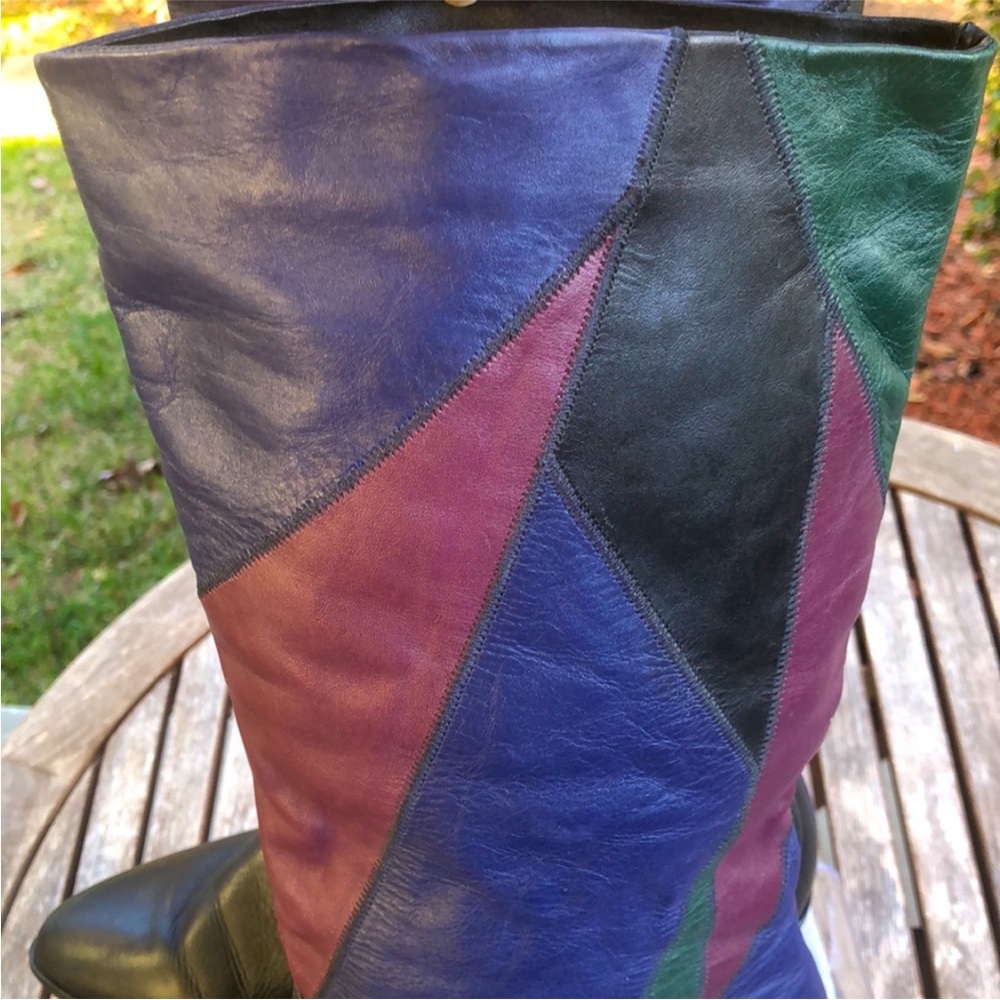 Vintage Leather Colorblock Boots Sz. 8 - Picture 7 of 8